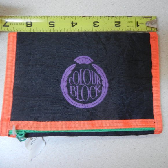 Vintage 1980's NWT Nylon Tri Fold Hook & Loop Wallet Pockets Key Ring CC ID Slot - Picture 6 of 12